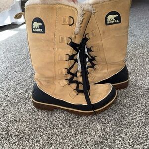 Sorel Beige and Black Snow Boots